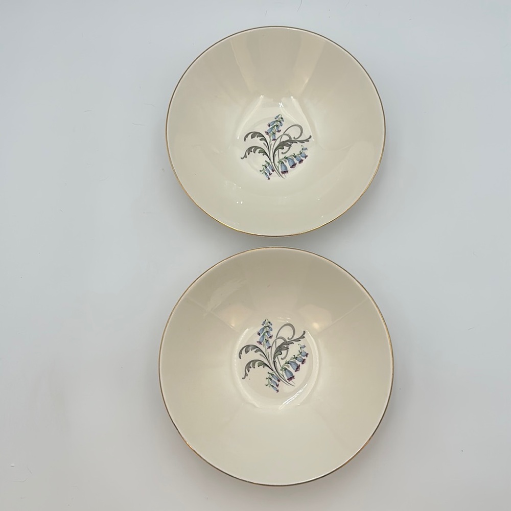Edwin Knowles China Bluebells Round Vegetable Serving Bowls- set of 2